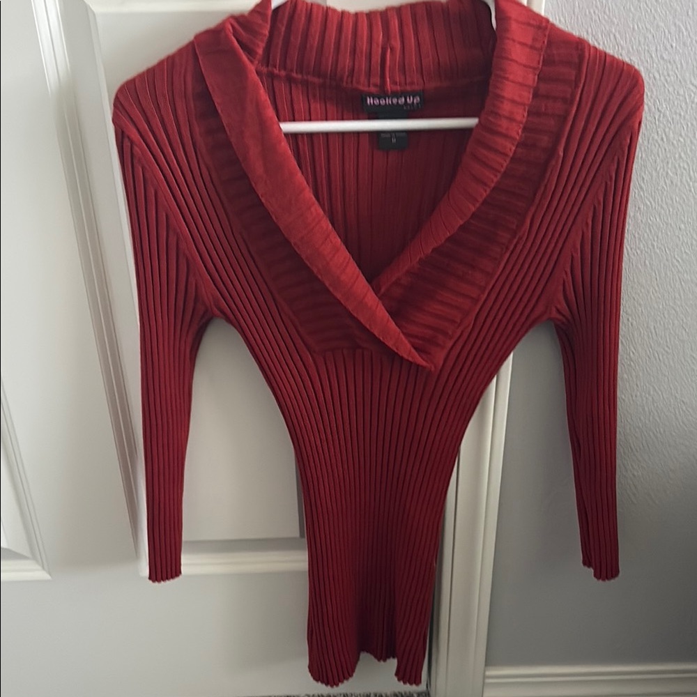 Hooked Up by IOT Red Cowl Neck Sweater